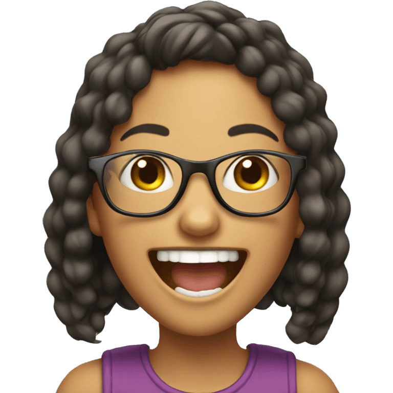 girl with glasses laughing in the phone emoji