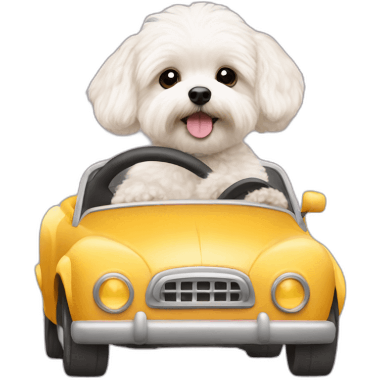 Maltipoo driving little car emoji