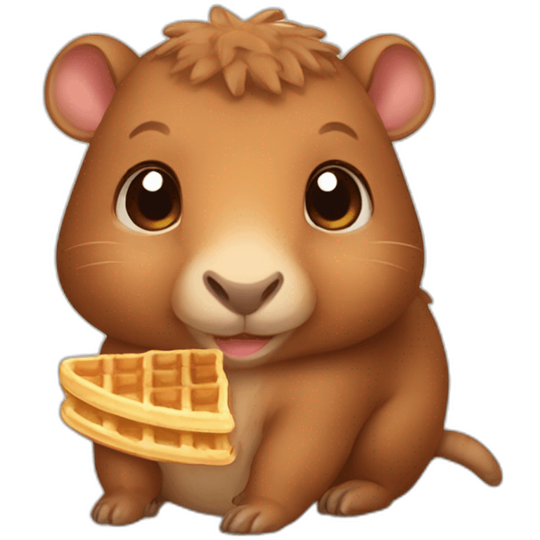 cute baby capibara with waffle emoji