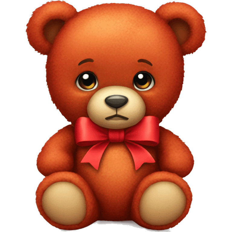 Cute red teddy bear with bow emoji