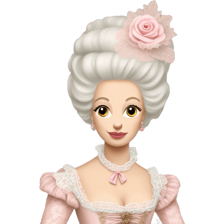 Marie Antoinette wearing lace and pale pink emoji