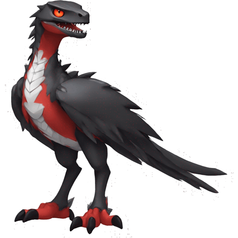  Cool Edgy Black Red Grey White Digimon-Fakemon-Raptor-Reptile full body emoji