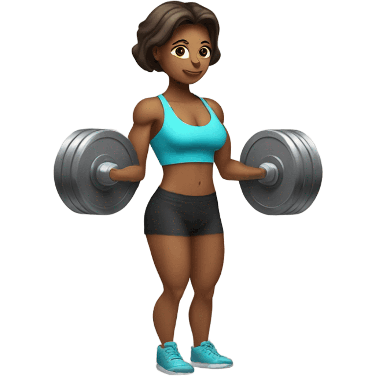 Bodybuilder woman, buff, lifting weights  emoji