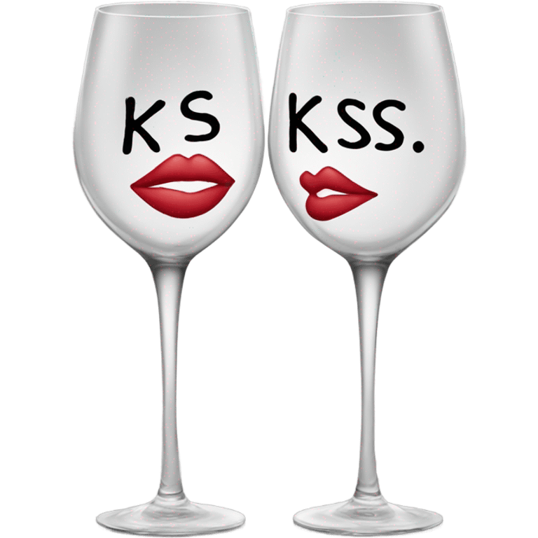 Wine glass with Kiss on it emoji