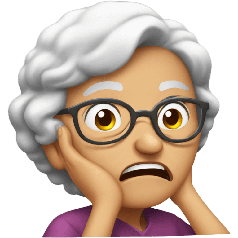 angry grandma cover her ear with her hand emoji