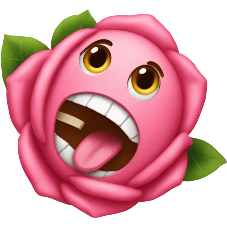 emoji with rose in its mouth emoji