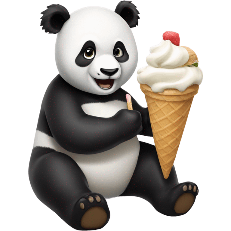 Panda eating ice cream emoji