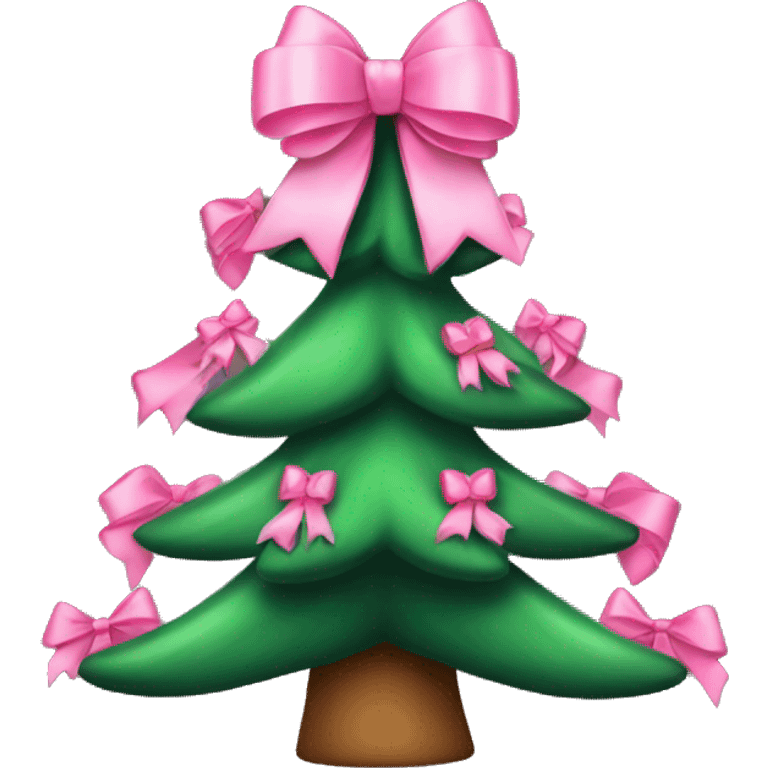 Christmas tree with 7 pink bows emoji