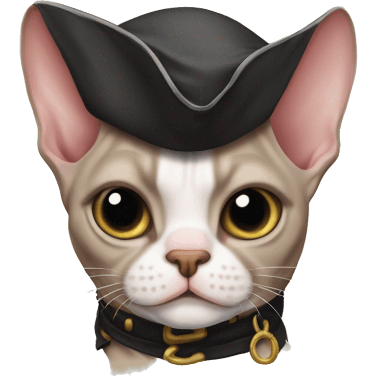 A chubby pirate sphynx cat emoji