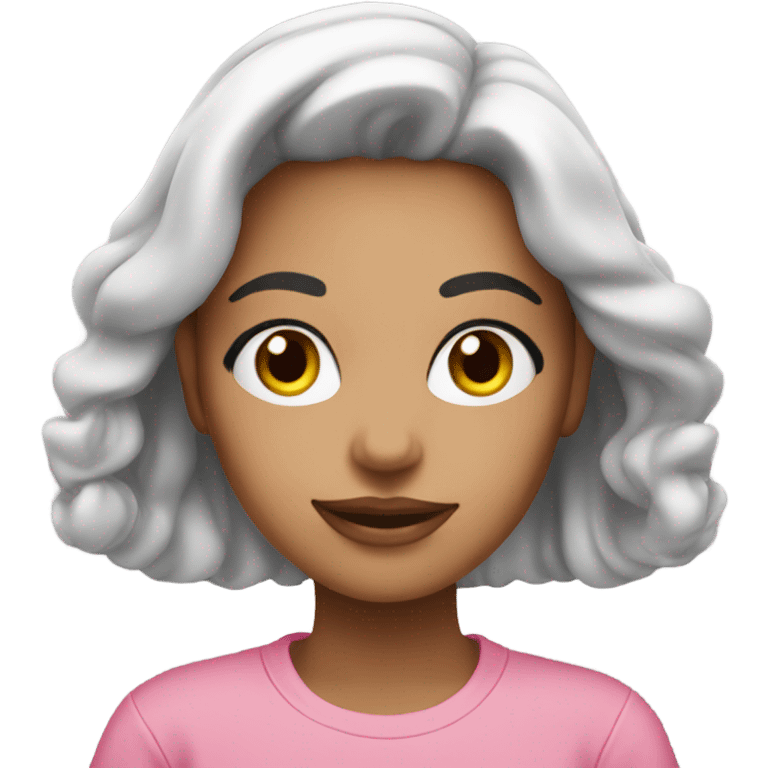 Latina girl white tone with pink sweatshirt emoji