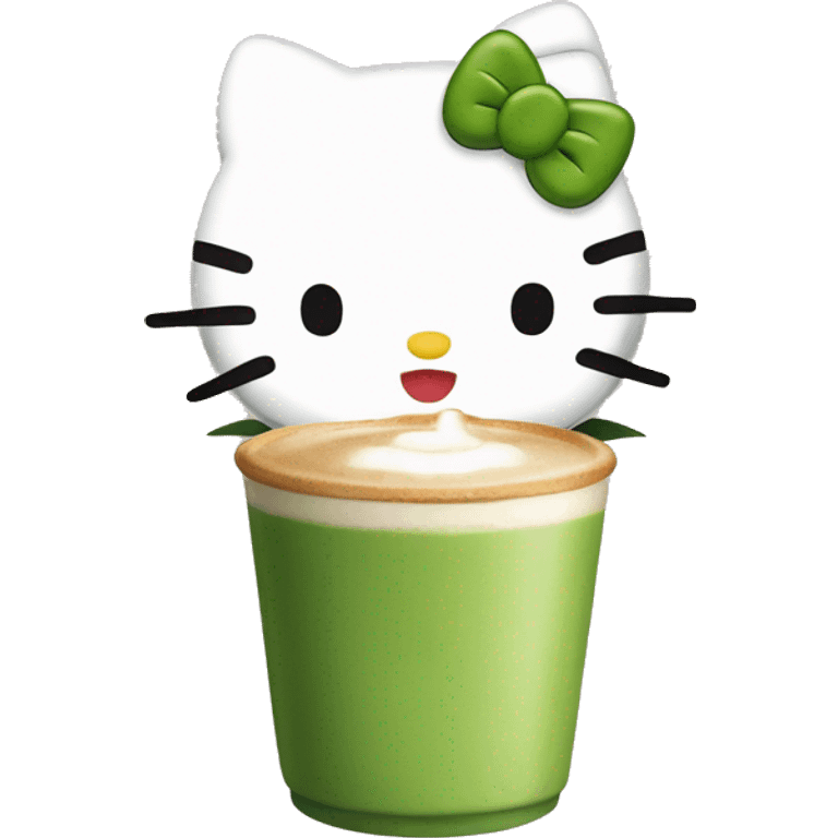 hello kitty drinking matcha latte emoji