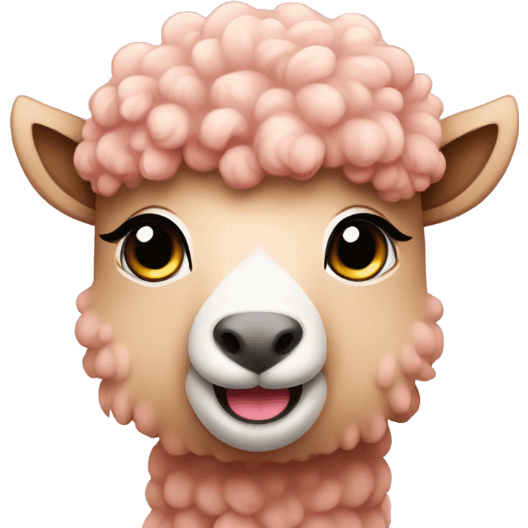 Cute curly pink Alpaka full size emoji