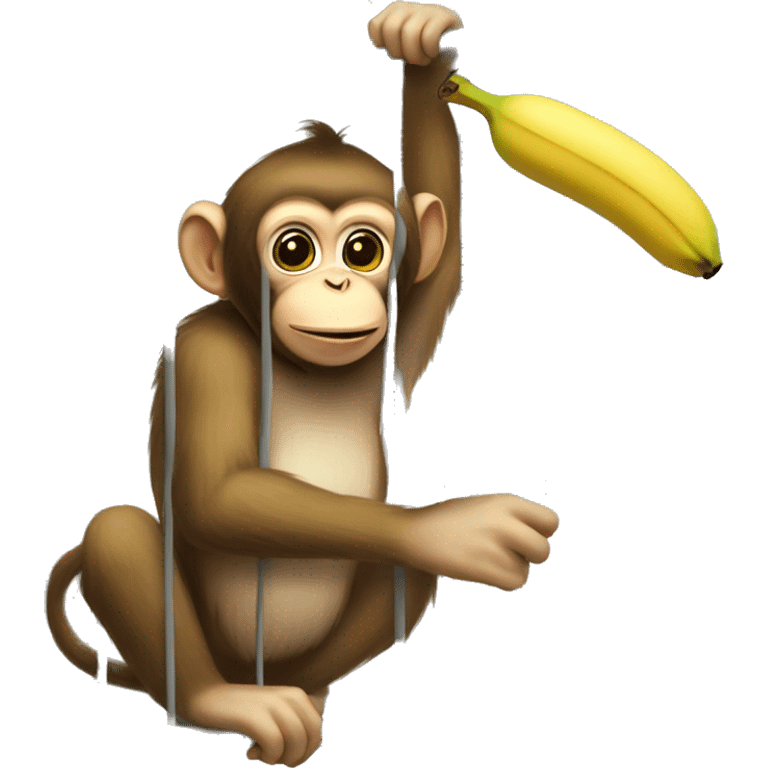 The monkey's outside. Banana inside the cage.  Monkey trying to get the banana out of the cage emoji