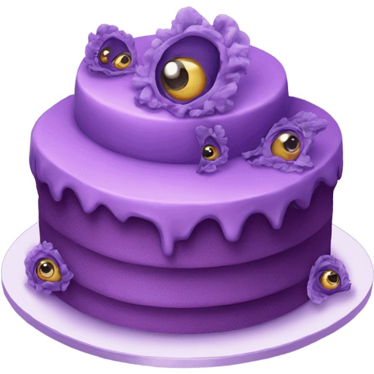 Purple Cake with eyeballs and butterflies emoji