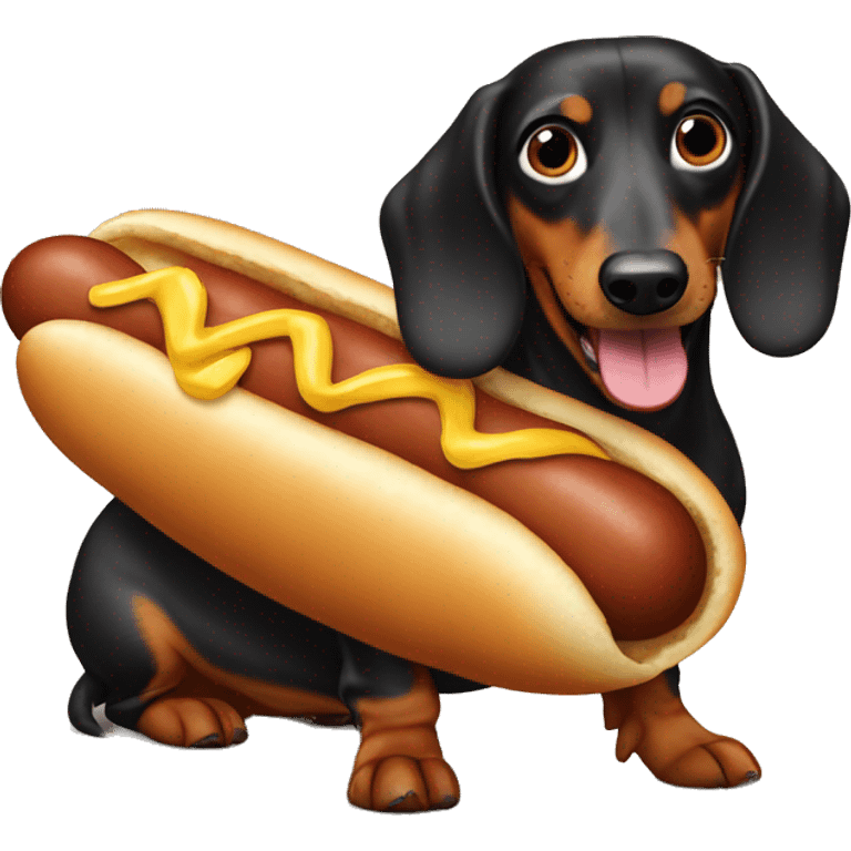 Wiener dog is a hot dog costume emoji