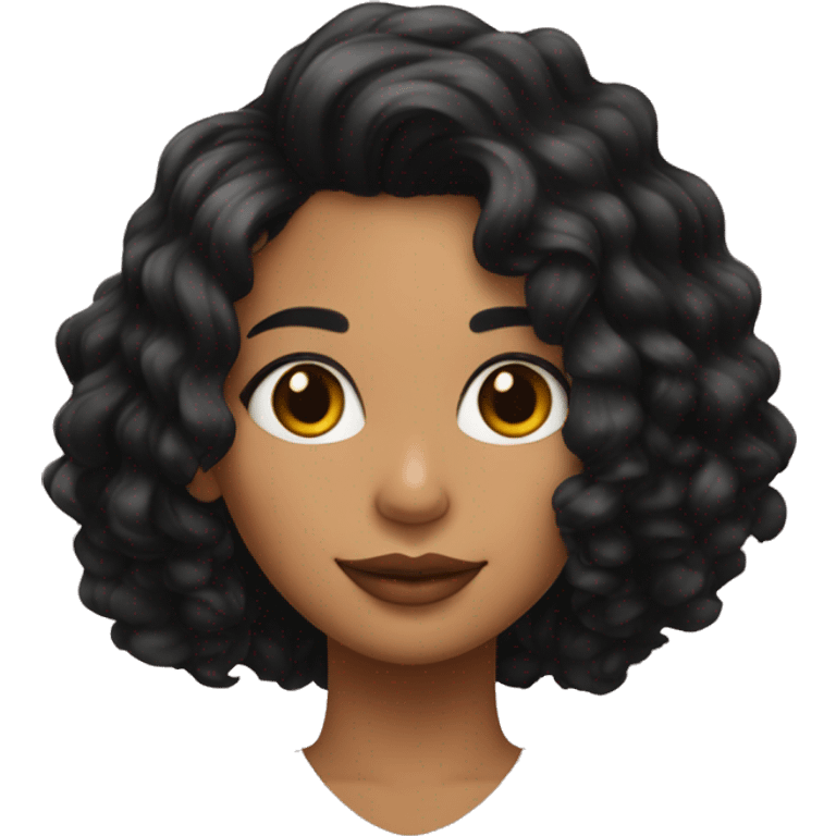 Chica con cabello rizado color negro, piel morena   emoji