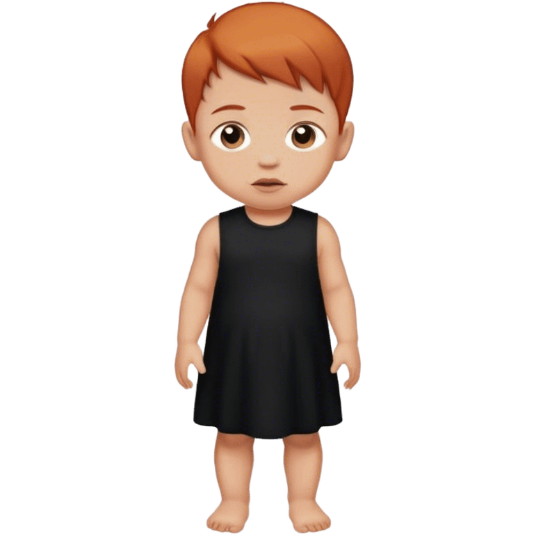 baby boy with reddish blunt hair with black dress emoji