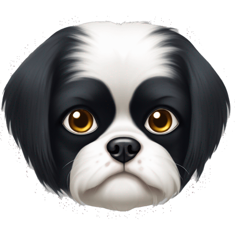 japanese chin with one black eye and one white eye  emoji