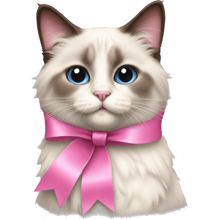 Ragdoll cat with a pink ribbon  emoji