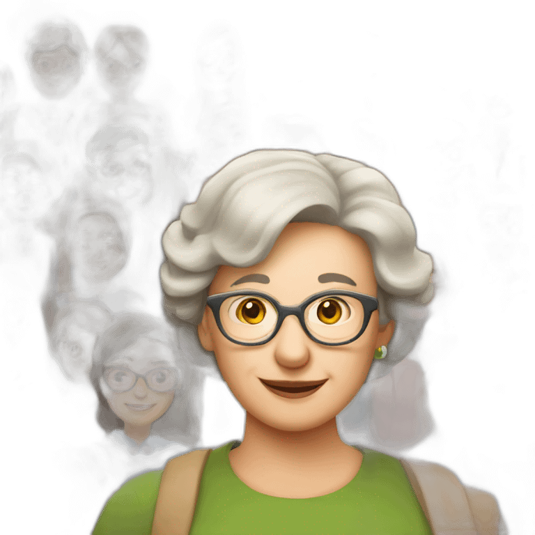 Classmates Reunion with older lady teacher emoji