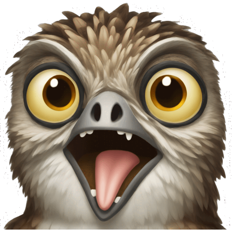 potoo bird with open mouth emoji