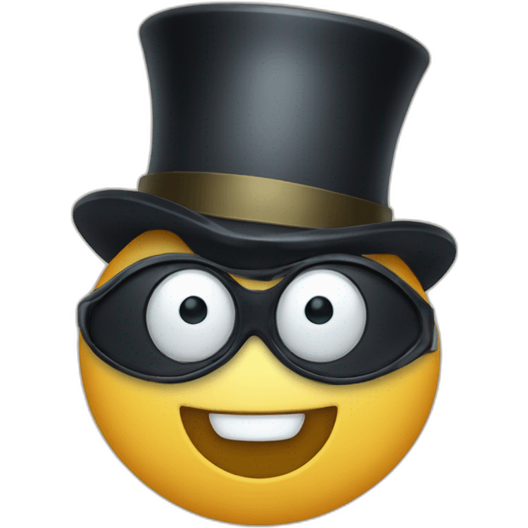 a smiling face with a monocle and a top hat emoji