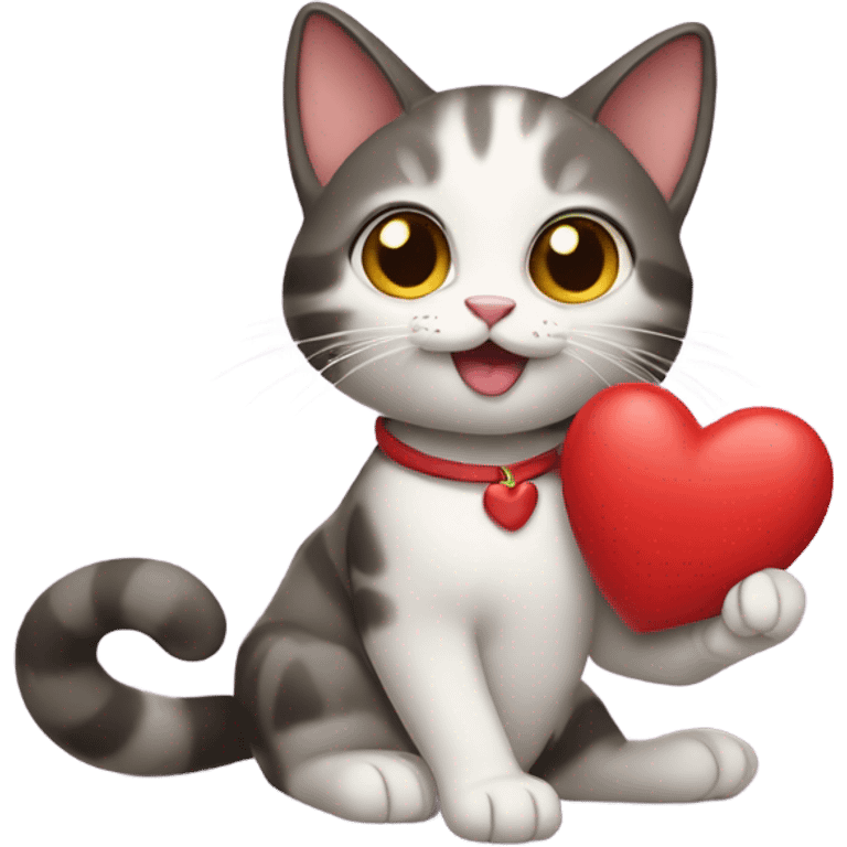 Cat with heart in paws emoji