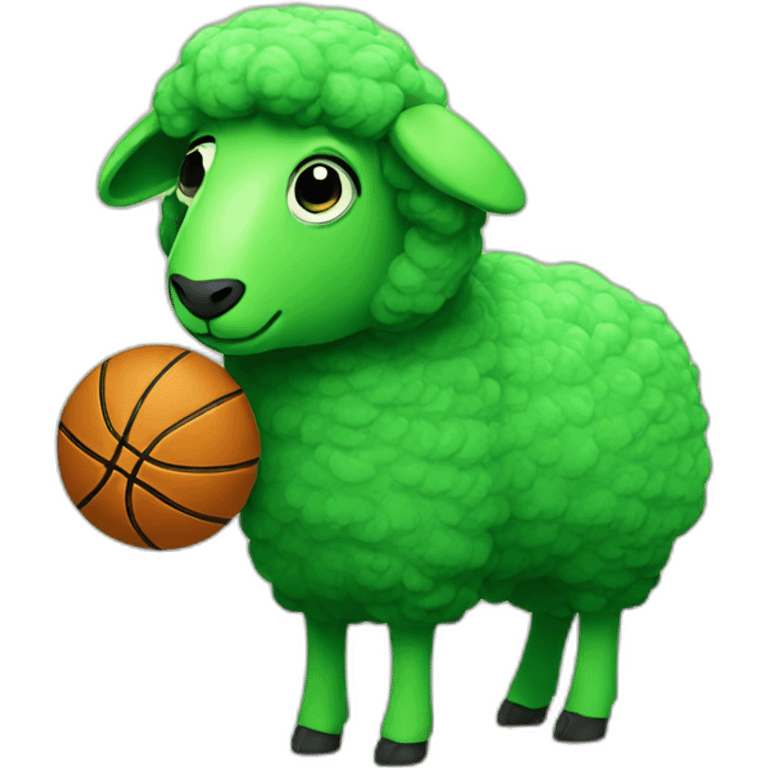 green sheep playing basketball emoji