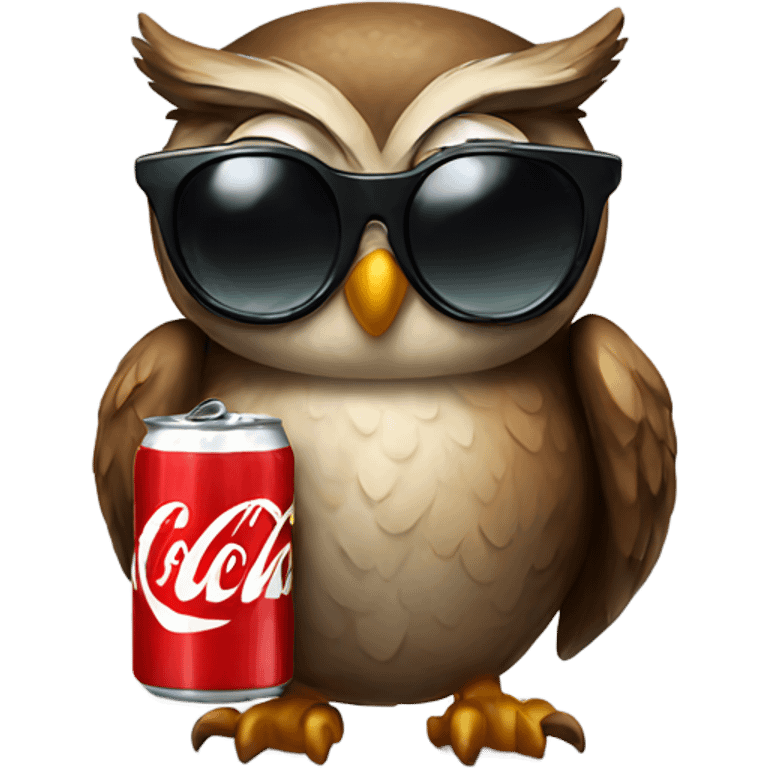 owl with sunglasses and a can of coke emoji