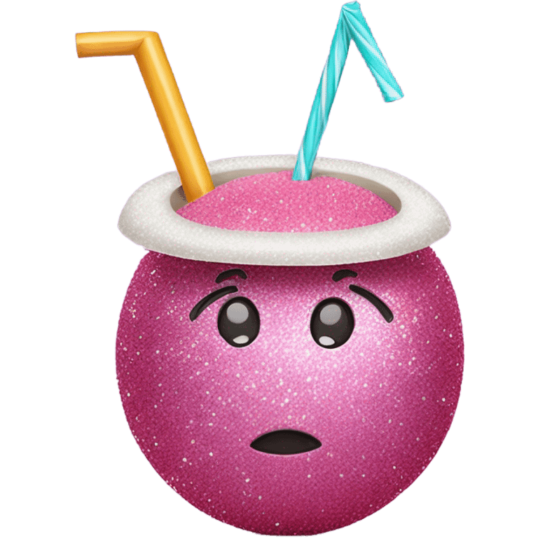 Pink coconut with juice and glitter  emoji