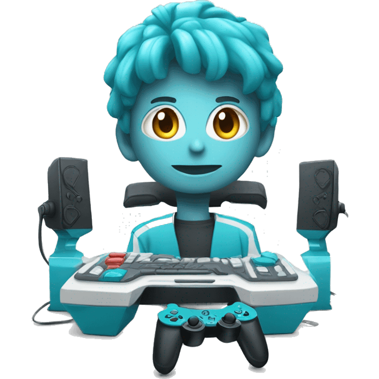 Cyan and white gaming setup  emoji