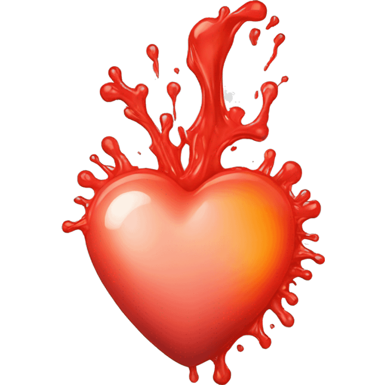 bleeding red heart shape glowing red-orange emoji