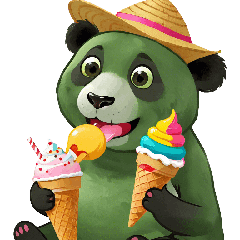 Panda eating ice cream emoji