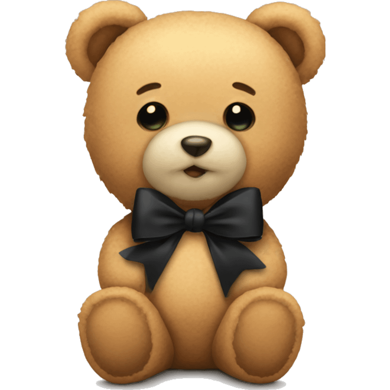 Cute teddy bear with black bow emoji