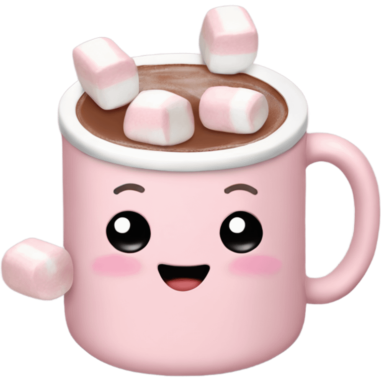 Light Pink mug of hot chocolate with marshmallows  emoji