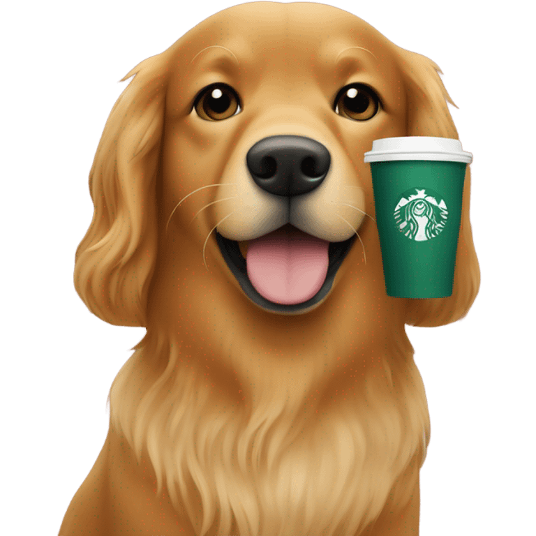 Red Golden retriever with starbucks emoji