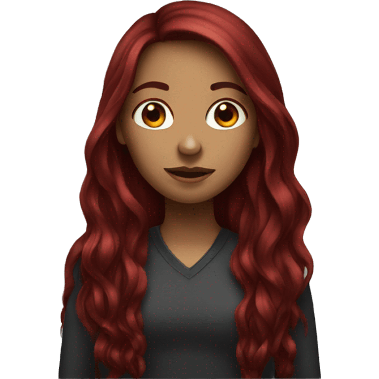 long dark red hair girl emoji