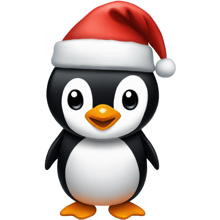 Penguin with Santa hat emoji