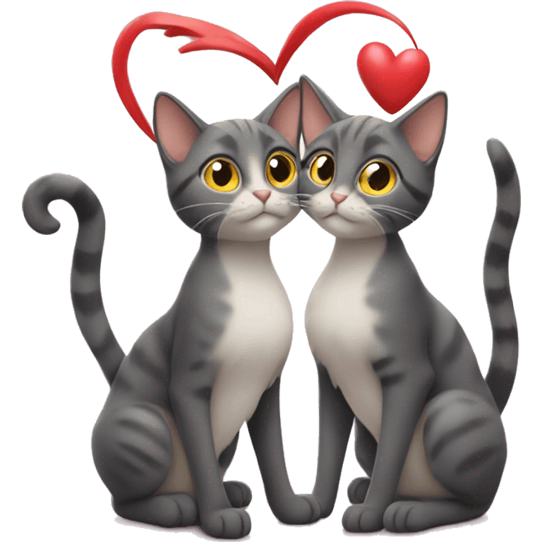 The tails of two cats making a heart shape  emoji