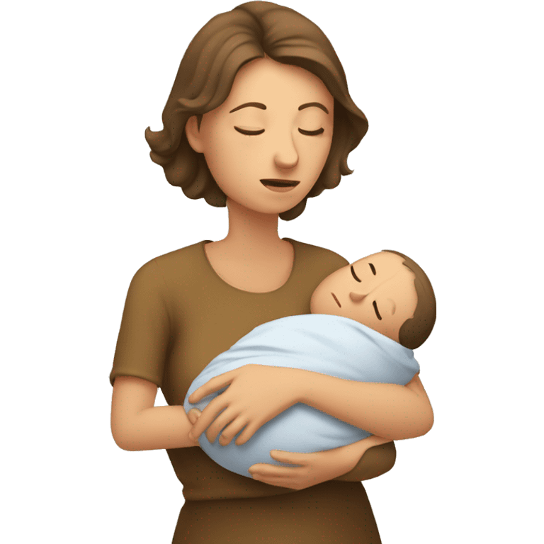 European sad mother with newborn emoji