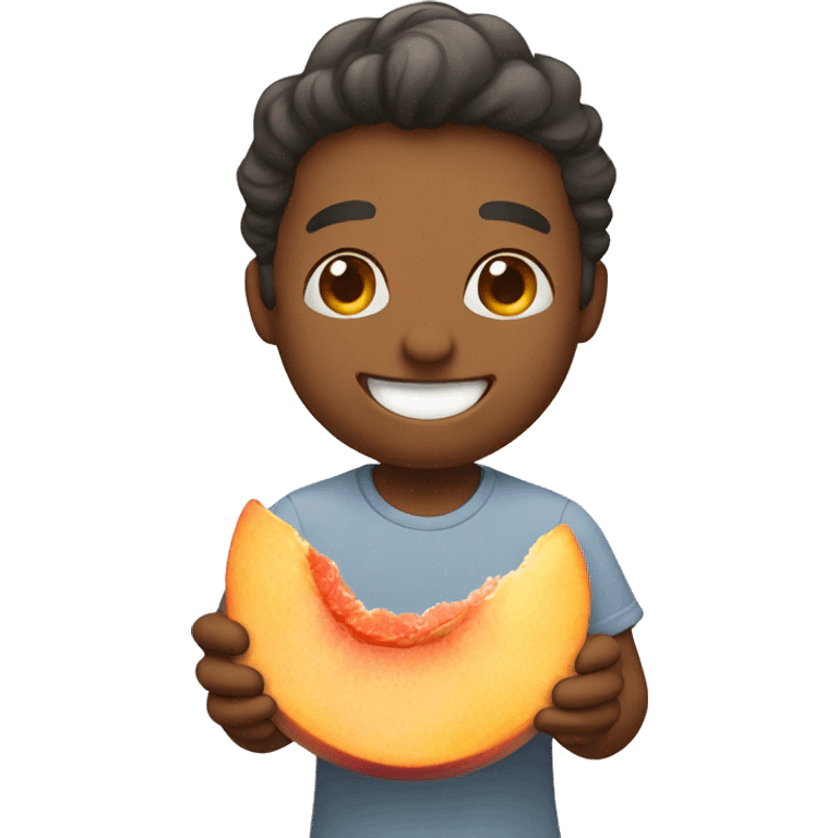 Smiling Emoji eating a peach emoji