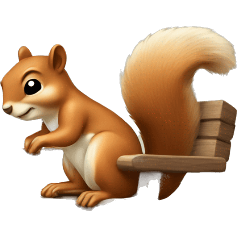 squirrel sitting and sleeping on wooden chair emoji