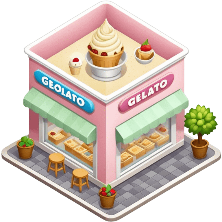 Isometric gelato shop Italy  emoji