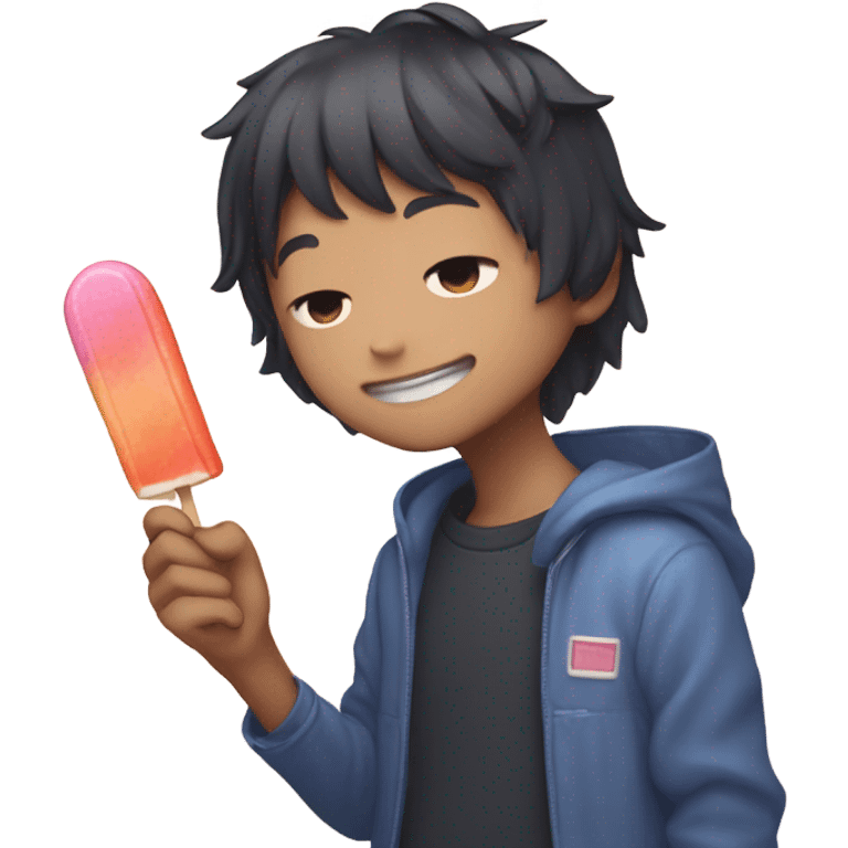 Sunny from the game omori holding a popsicle emoji