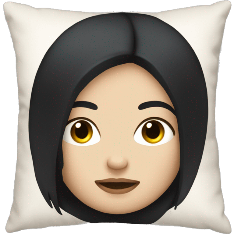 white girl with straight black hair laying down on a pillow emoji