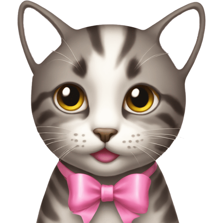 Cat pink ribbon  emoji