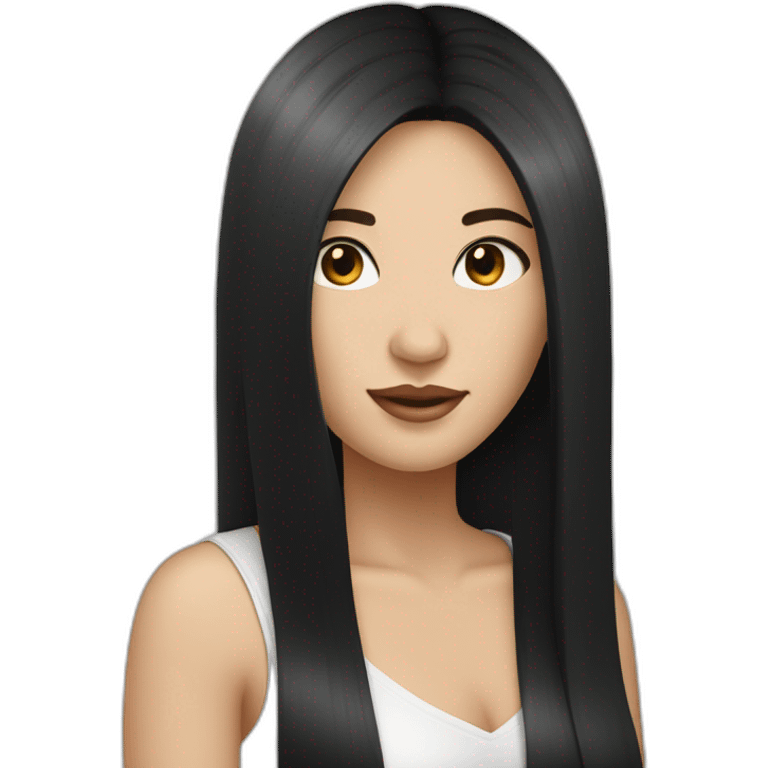 Fair skinned pretty woman with long straight black hair emoji