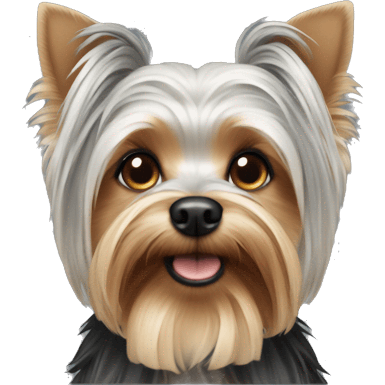 Yorkshire Terrier Dog white head grey black ears emoji