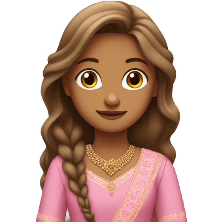 long hair girl wearing pink anarkali  emoji