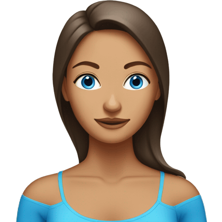 Brunette tanned woman with blue eyes doing yoga emoji